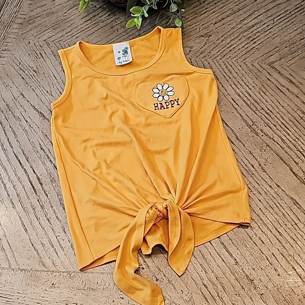 Choose Happiness tank top front tie size S 7/8 NWOT